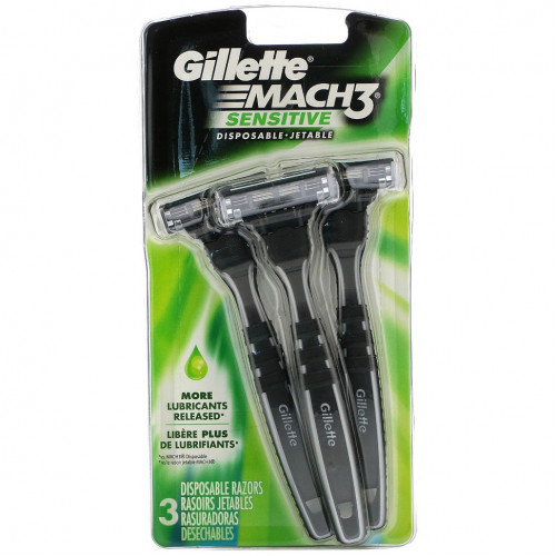 Gillette, Одноразовая бритва Mach3 Sensitive, 3 шт.