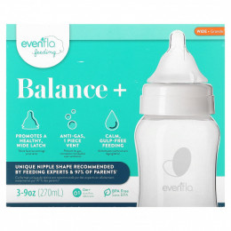 Evenflo Feeding, Balance +, широкие, для детей от 0 месяцев, с медленным потоком, 3 флакона по 270 мл (9 унций)