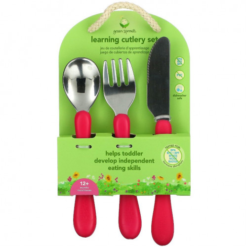 Green Sprouts, Learning Cutlery Set, Pink