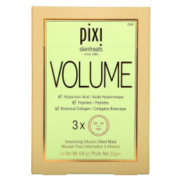 Pixi Beauty, Skintreats, Volume, разглаживающая тканевая маска, 3 шт. по 23 г (0,8 унции)