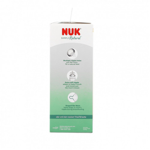 NUK, Simply Natural, белые в бутылках, для детей от 1 месяца, средние, 3 упаковки, по 270 мл (9 унций)