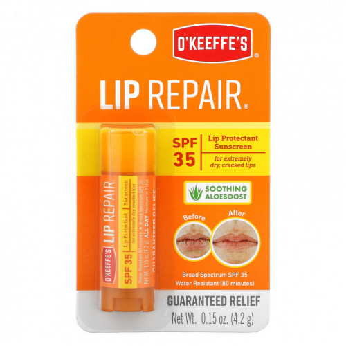 O'Keeffe's, Lip Repair, успокаивающий алоэбуст, SPF 35, 4,2 г (0,15 унции)