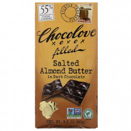 Chocolove, Масло из соленого миндаля в темном шоколаде, 55% какао, 90 г (3,2 унции)