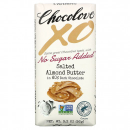 Chocolove, XO, черный шоколад 60% с соленой миндальной пастой, 90 г (3,2 унции)