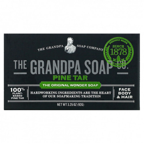 The Grandpa Soap Co., Мыло для лица, тела и волос, сосновый деготь, 92 г (3,25 унции)