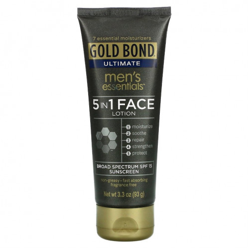 Gold Bond, Ultimate, незаменимый мужской лосьон для лица 5 в 1, SPF 15, 93 г (3,3 унции)