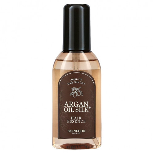 Skinfood, Фиксирующая эссенция для волос с аргановым маслом Argan Oil Silk Plus, 3,38 ж. унц. (100 мл)