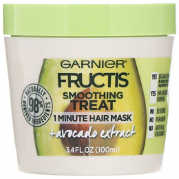 Garnier, Fructis, 1-минутная разглаживающая маска для волос, с экстрактом авокадо, 100 мл