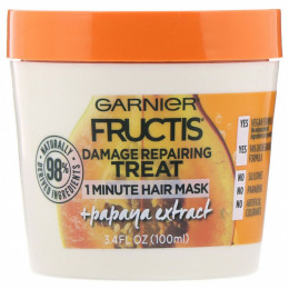 Garnier, Fructis, маска для восстановления поврежденных волос за 1 минуту, с экстрактом папайи, 100 мл