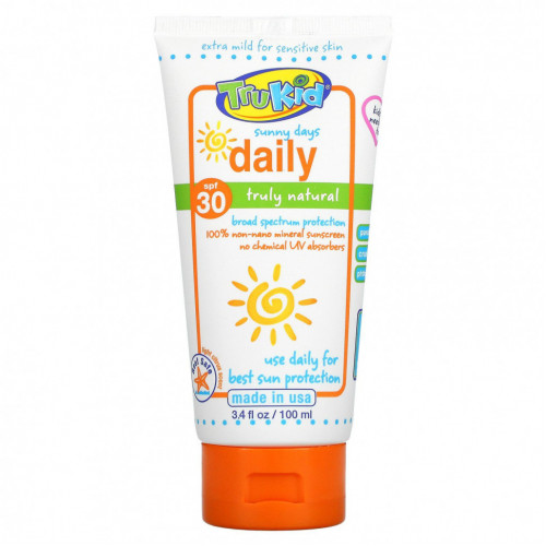 TruKid, Sunny Days, ежедневное солнцезащитное средство, SPF 30, светлый цитрус, 100 мл (3,4 жидк. Унции)