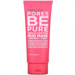 Formula 10.0.6, Pores Be Pure, Skin-Clarifying Mud Mask, Strawberry + Yarrow, 3.4 fl oz (100 ml)