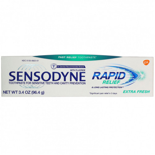 Sensodyne, Зубная паста с фтором «Мгновенный эффект», экстрасвежесть, 96,4 г