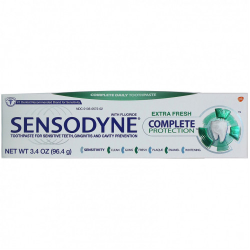 Sensodyne, Зубная паста для комплексной защиты с фтором, очень свежая, 96,4 г (3,4 унции)