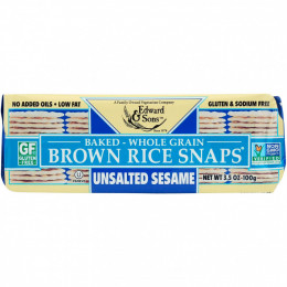 Edward & Sons, Baked Brown Rice Snaps (Запеченные бисквиты из коричневого риса), несоленный кунжут, 100 г