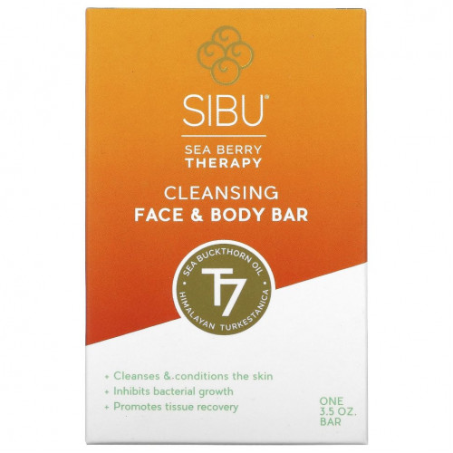 Sibu Beauty, Sea Berry Therapy, очищающее твердое мыло для лица и тела, с облепиховым маслом, T7, 3,5 унции