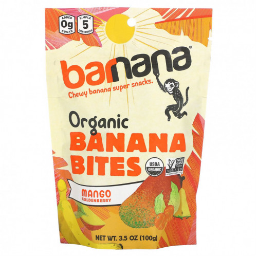 Barnana, Organic Banana Bites, манго и золотая ягода, 100 г (3,5 унции)