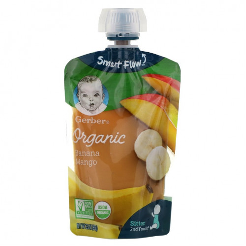 Gerber, Smart Flow, Organic, банан и манго, 99 г (3,5 унции)