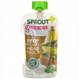 Sprout Organic, Детское питание, от 6 месяцев, груша, киви, горошек и шпинат, 99 г (3,5 унции)