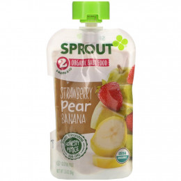 Sprout Organic, Детское питание, от 6 месяцев, клубника, груша, банан, 99 г (3,5 унции)