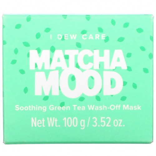 I Dew Care, Matcha Mood, успокаивающая смываемая маска для лица с зеленым чаем, 100 г (3,52 унции)