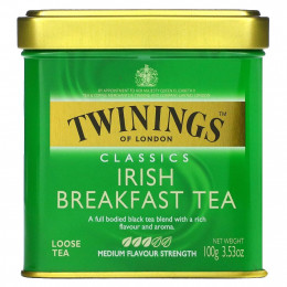 Twinings, Irish Breakfast, классический листовой чай, 100 г (3,53 унции)