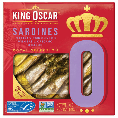 King Oscar, Sardines In Extra Virgin Olive Oil with Basil, Oregano & Garlic, 3.75 oz ( 106 g)