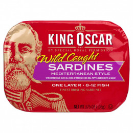 King Oscar, Wild Caught, Sardines Mediterranean Style, 3.75 oz ( 106 g)