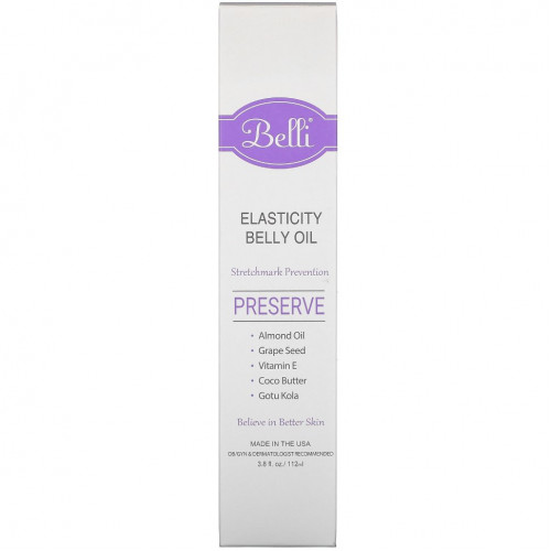 Belli Skincare, Масло для живота Elasticity, 112 мл (3,8 жидк. Унции)