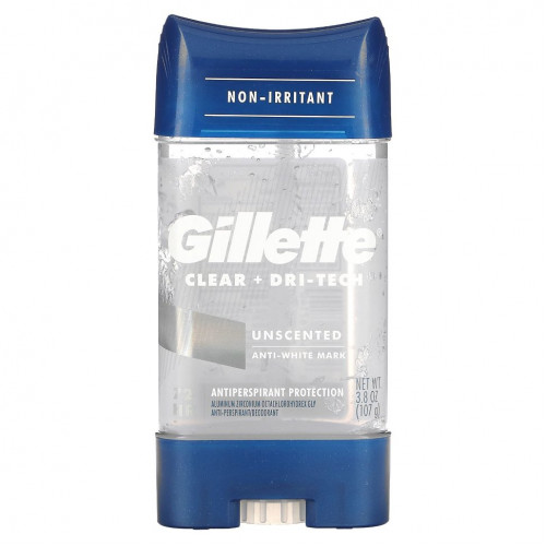 Gillette, Clear + Dri-Tech, антиперспирант / дезодорант, без запаха, 107 г (3,8 унции)