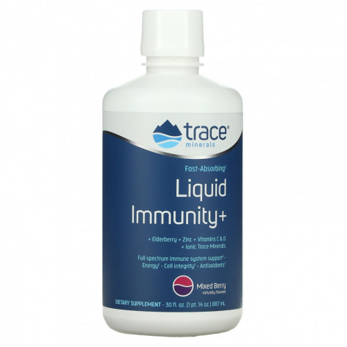 Trace Minerals ®, Быстро впитывающаяся жидкость Immunity +, ягодное ассорти, 887 мл (30 жидк. Унций)