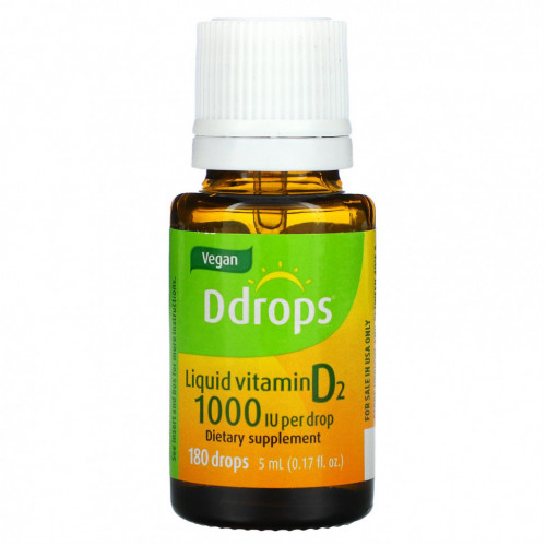 Ddrops, Liquid Vitamin D2, 1,000 IU , 0.17 fl oz ( 5 ml)