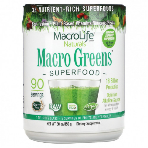 Macrolife Naturals, Суперпродукт Macro Greens, 850 г (30 унций)