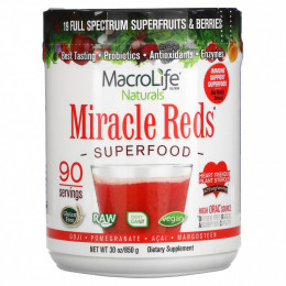 Macrolife Naturals, Miracle Reds, суперфуд, годжи, гранат, асаи, мангостин, 850 г (1,9 фунт)