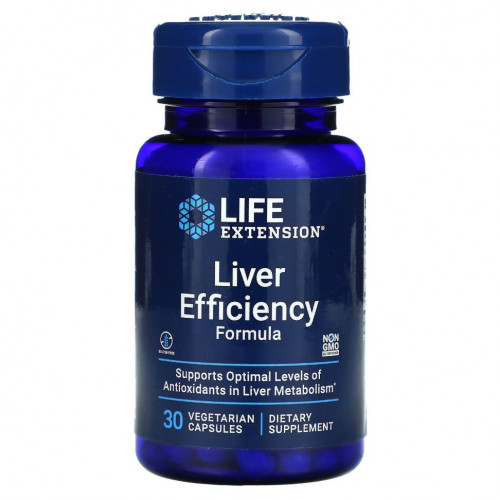 Life Extension, Liver Efficiency Formula, для здоровой работы печени, 30 вегетарианских капсул