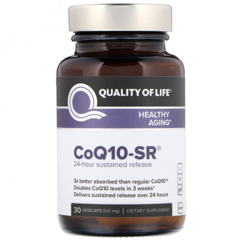 Quality of Life Labs, CoQ10-SR, 100 мг, 30 растительных капсул