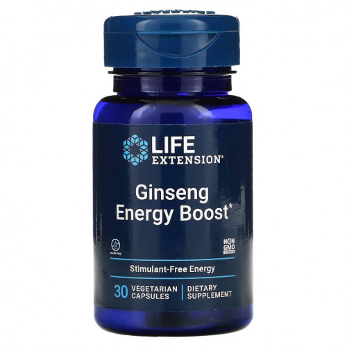 Life Extension, Ginseng Energy Boost, добавка с женьшенем для повышения уровня энергии, 30 вегетарианских капсул