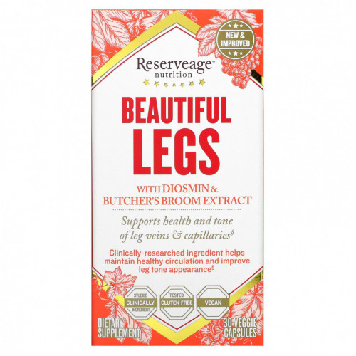 ReserveAge Nutrition, Beautiful Legs с диосмином и ресвератролом, 30 растительных капсул