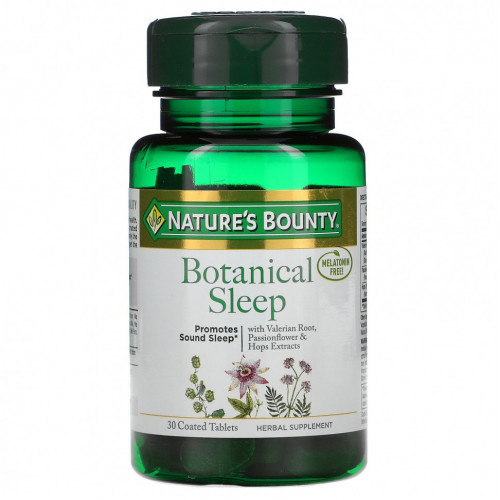 Nature's Bounty, Botanical Sleep, Без мелатонина, 30 таблеток, покрытых оболочкой