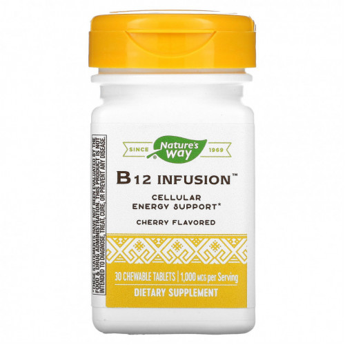 Nature's Way, B12 Infusion, со вкусом вишни, 1000 мкг, 30 жевательных таблеток