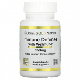 California Gold Nutrition, Immune Defense with Wellmune, бета-глюкан, 250 мг, 30 растительных капсул