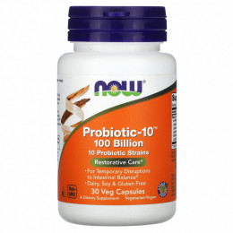 NOW Foods, Probiotic-10, восстановление, 100 млрд., 30 вегетарианских капсул