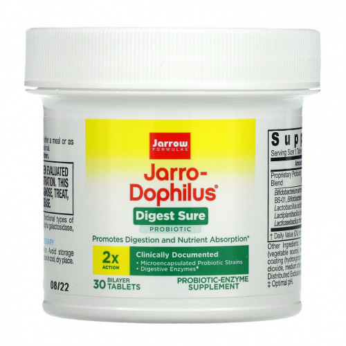 Jarrow Formulas, Jarro-Dophilus, Digest Sure, 30 двухслойных таблеток