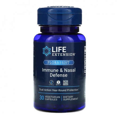 Life Extension, FLORASSIST, иммунная защита и легкое дыхание, 30 вегетарианских капсул