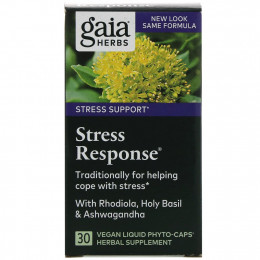 Gaia Herbs, Stress Response, 30 веганских жидких фито-капсул