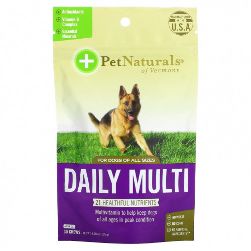 Pet Naturals of Vermont, Ежедневный мультивитамин, для собак, 30 жевательных таблеток, 3,70 унции (105 г)