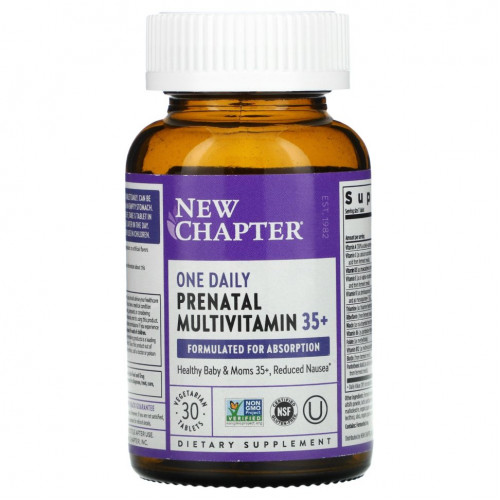 New Chapter, One Daily Prenatal Multivitamin 35+, 30 вегетарианских таблеток