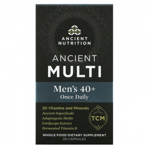 Dr. Axe / Ancient Nutrition, Ancient Multi, для мужчин старше 40 лет, 1 раз в день, 30 капсул