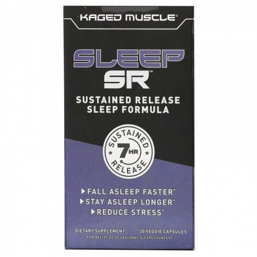 Kaged Muscle, Sleep SR, добавка для улучшения качества сна, с длительным высвобождением, 30 растительных капсул