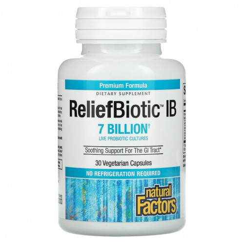 Natural Factors, ReliefBiotic IB, 7 миллиардов, 30 вегетарианских капсул