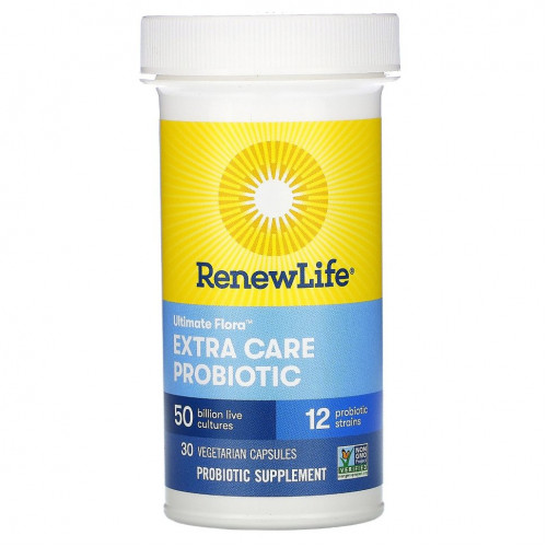 Renew Life, Extra Care, Ultimate Flora пробиотик с повышенной силой действия, 50 млрд живых культур, 30 вегетарианских капсул